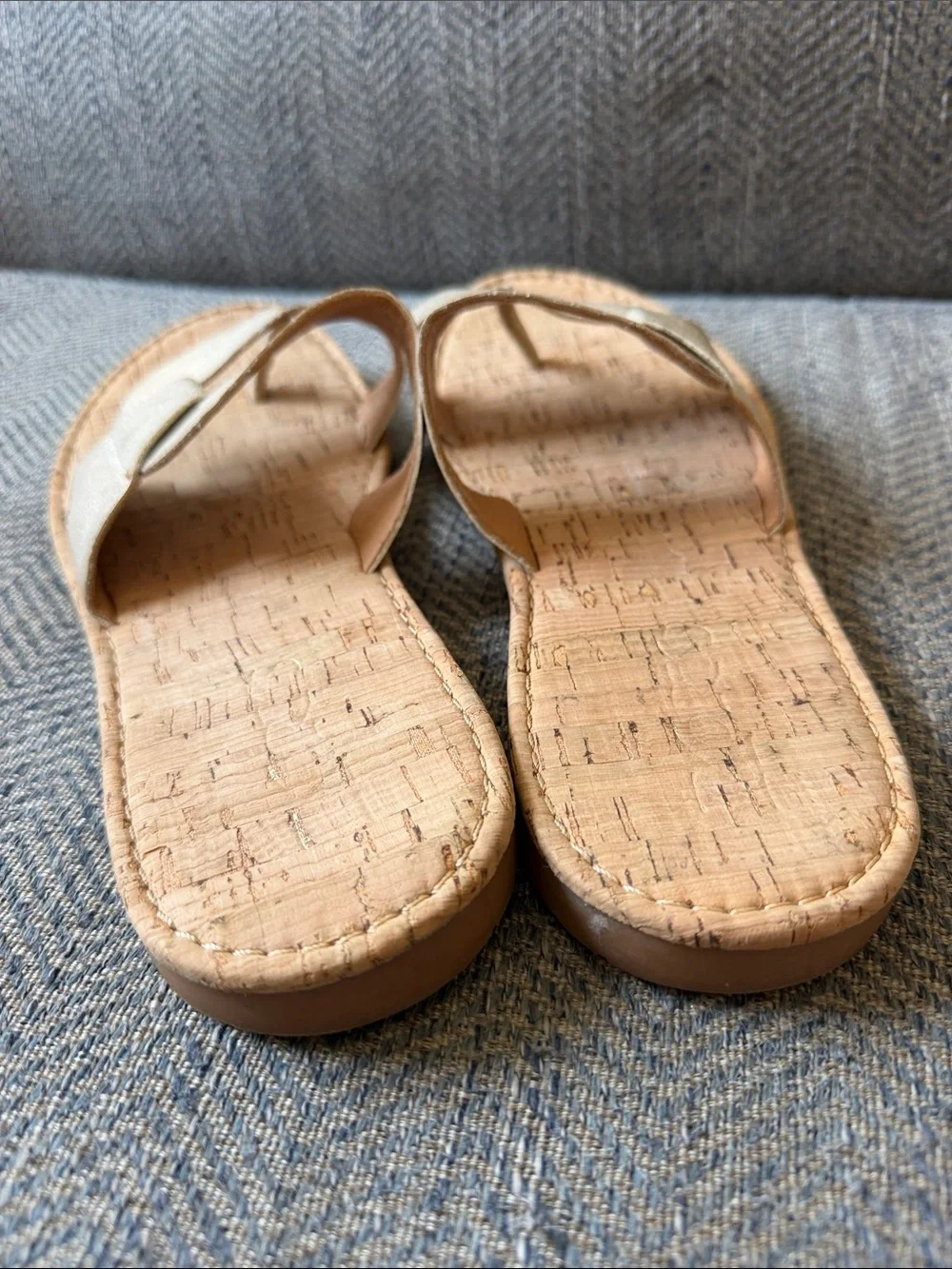 Kork-Ease women's flat slide gold metallic dual-band design Sandals Size: 8M